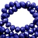 Faceted glass beads 3x2mm disc Deep blue-pearl shine coating